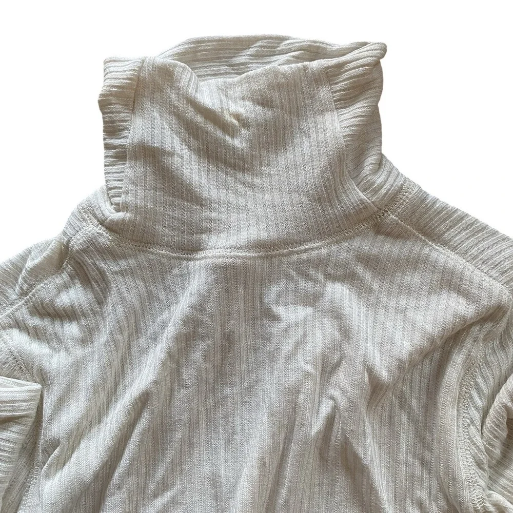 Madewell NWT Ribbed Turtleneck Long-Sleeve Tee Heather Cream Small Mock Neck